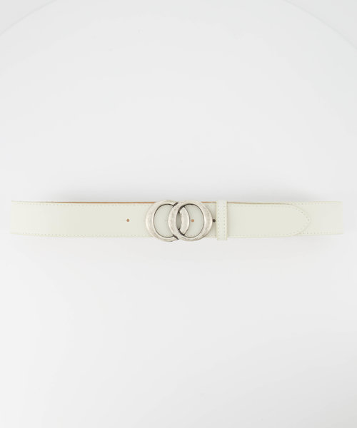 Lea - Classic Grain - Riemen met gesp - Beige - D37 - Zilverkleurig