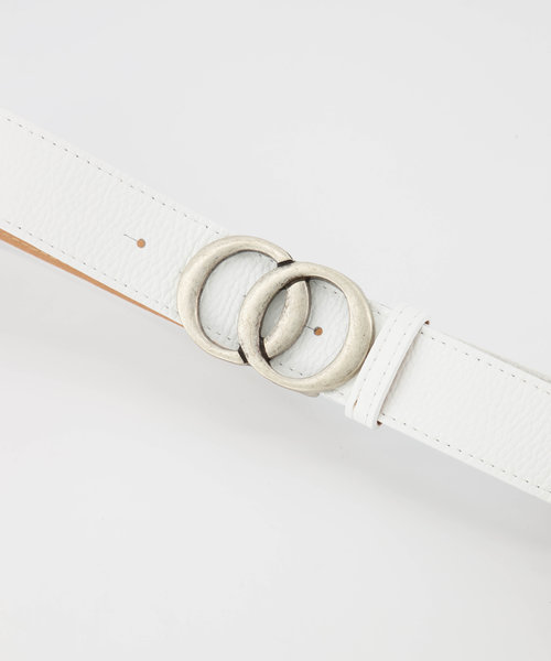 Lea - Classic Grain - Belts with buckles - White - D01 - Silver