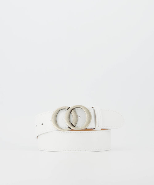 Lea - Classic Grain - Belts with buckles - White - D01 - Silver