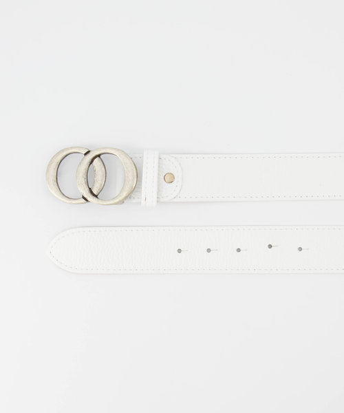 Lea - Classic Grain - Belts with buckles - White - D01 - Silver