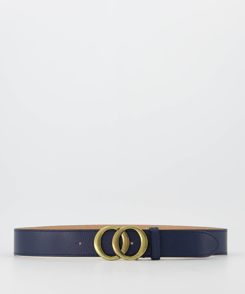 Lea - Classic Grain - Belts with buckles - Blue - Navy D108 - Bronze