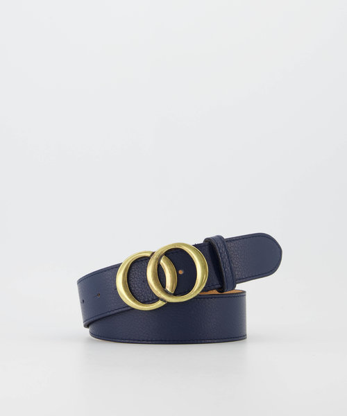 Lea - Classic Grain - Belts with buckles - Blue - Navy D108 - Bronze