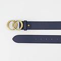 Lea - Classic Grain - Belts with buckles - Blue - Navy D108 - Bronze