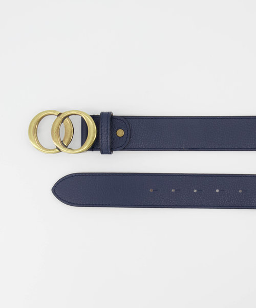 Lea - Classic Grain - Belts with buckles - Blue - Navy D108 - Bronze