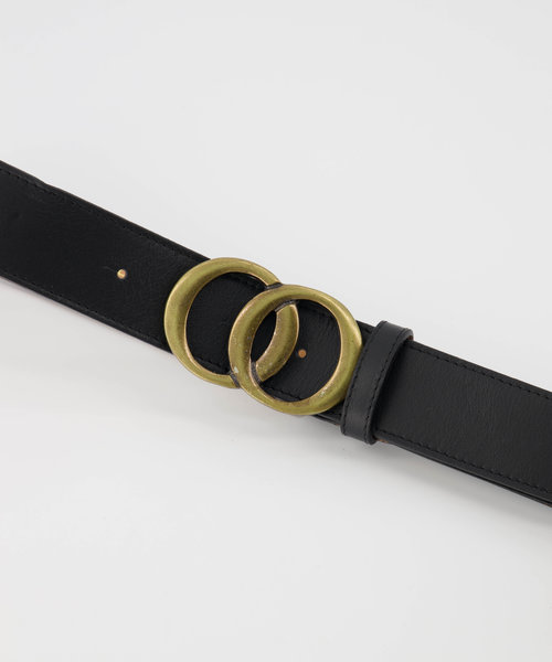 Lea - Classic Grain - Riemen met gesp - Zwart - D28 - Bronskleurig