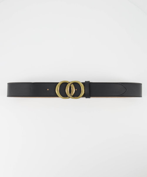 Lea - Classic Grain - Riemen met gesp - Zwart - D28 - Bronskleurig