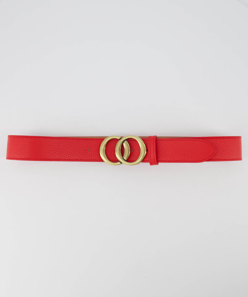 Lea - Classic Grain - Riemen met gesp - Rood - T1644 - Bronskleurig