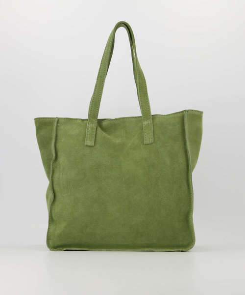 Cleo - Suede - Handtassen - Groen - Saliegroen 53 - Bronskleurig