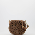 Maud - Suede - Crossbodytassen - Taupe - 24 - Goudkleurig