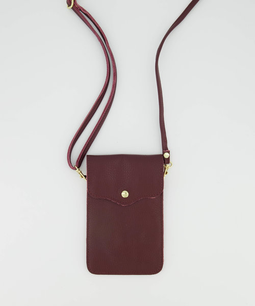 Pona - Classic Grain - Crossbodytassen - Rood - Burgundy D54 - Goudkleurig