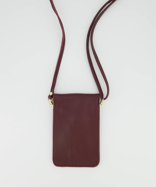 Pona - Classic Grain - Crossbodytassen - Rood - Burgundy D54 - Goudkleurig