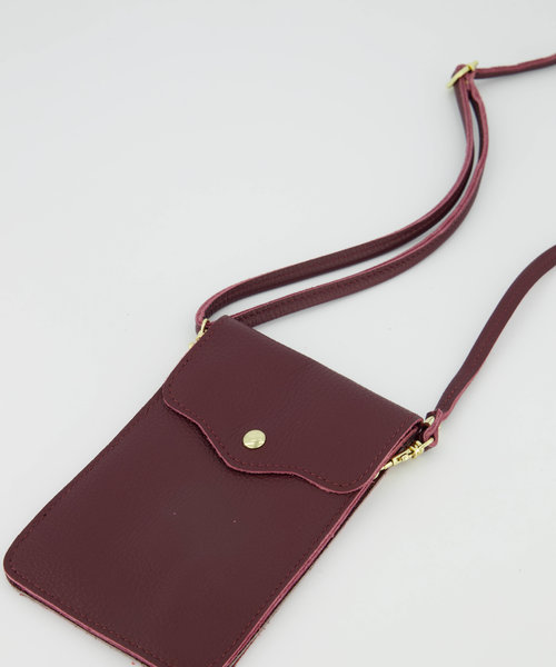 Pona - Classic Grain - Crossbodytassen - Rood - Burgundy D54 - Goudkleurig