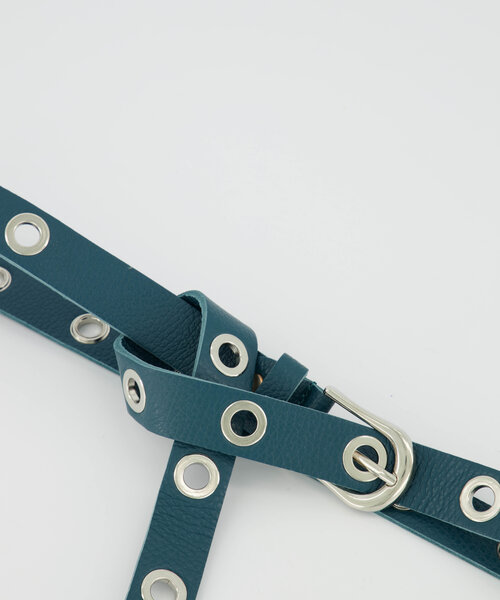 Avery - Classic Grain - Belts with buckles - Blue - Petrol - Silver