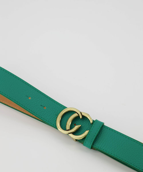 Cecile - Classic Grain - Riemen met gesp - Groen - 5340 - Goudkleurig