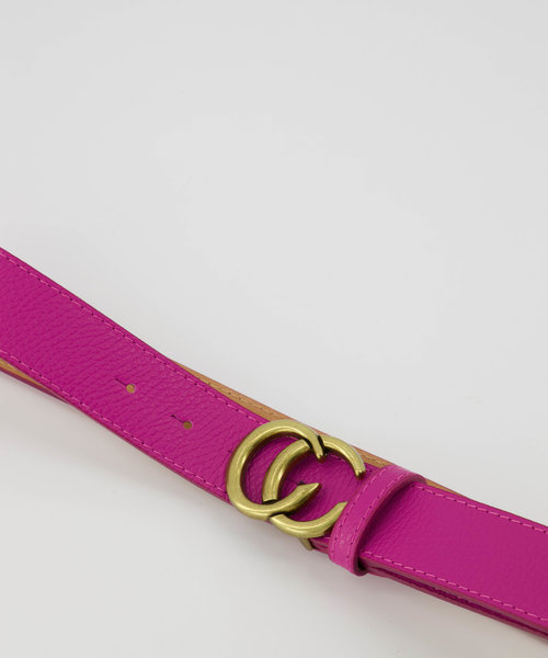 Cecile - Classic Grain - Riemen met gesp - Roze - Fuchsia 2436 - Goudkleurig