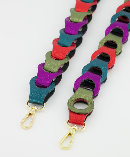 Brady Big - Metallic - Bag straps - Petrol - Fuchsia/Olijfgroen/Oranje - Gold