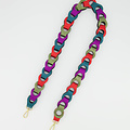 Brady Big - Metallic - Bag straps - Petrol - Fuchsia/Olijfgroen/Oranje - Gold