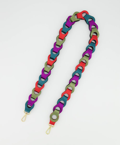 Brady Big - Metallic - Bag straps - Petrol - Fuchsia/Olijfgroen/Oranje - Gold