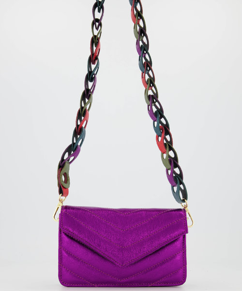 Brady Big - Metallic - Hengsels - Petrol - Fuchsia/Olijfgroen/Oranje - Goudkleurig