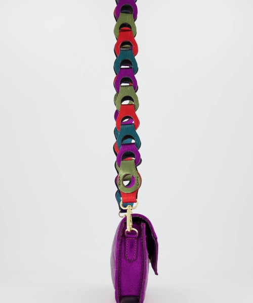 Brady Big - Metallic - Bag straps - Petrol - Fuchsia/Olijfgroen/Oranje - Gold