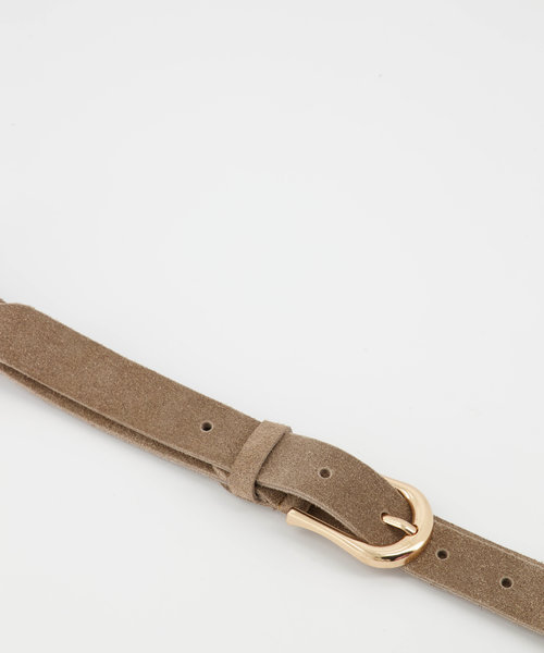 Basic Riem 2,5cm - Suede - Belts with buckles - Brown - Taupe - Gold