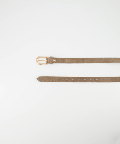 Basic Riem 2,5cm - Suede - Riemen met gesp - Bruin - Taupe - Goudkleurig