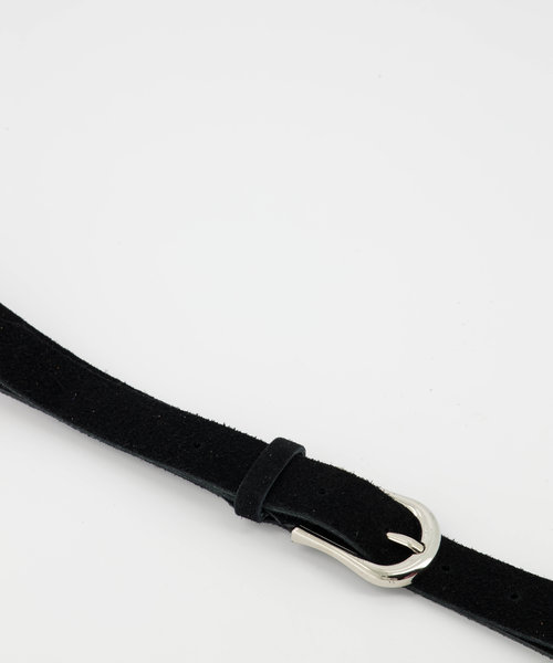 Basic Riem 2,5cm - Suede - Belts with buckles - Black -  - Silver