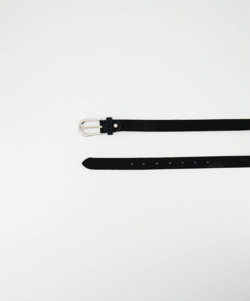 Basic Riem 2,5cm - Suede - Belts with buckles - Black -  - Silver