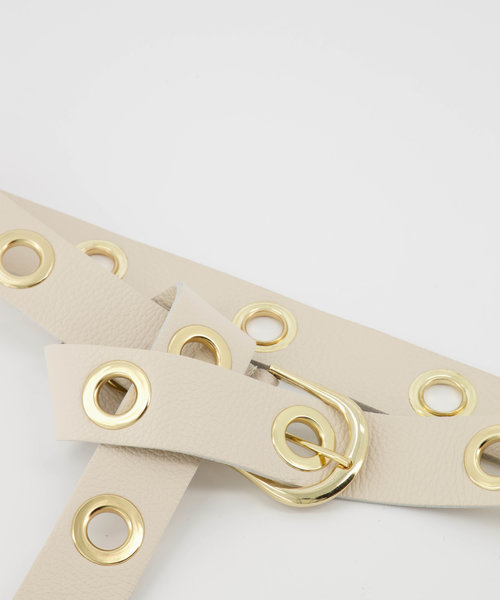 Julie - Classic Grain - Belts with buckles - White - Ecru - Gold