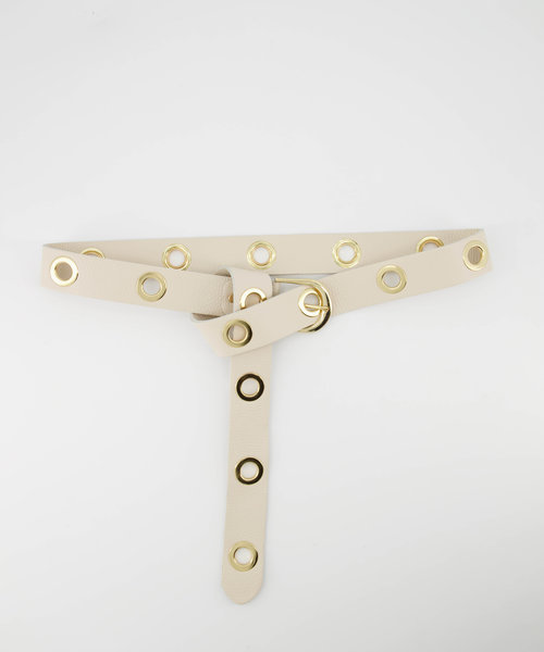 Julie - Classic Grain - Riemen met gesp - Wit - Ecru - Goudkleurig