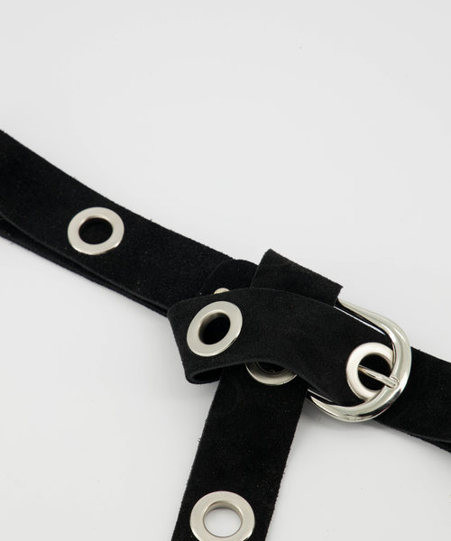 Julie - Suede - Belts with buckles - Black -  - Silver