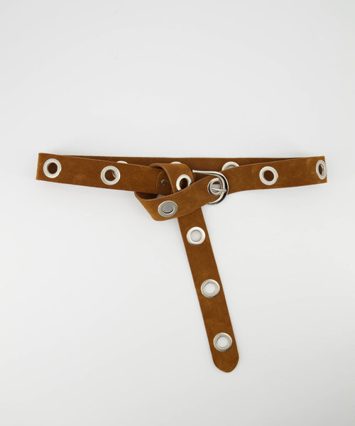 Julie - Suede - Riemen met gesp - Bruin - Cognac - Zilverkleurig