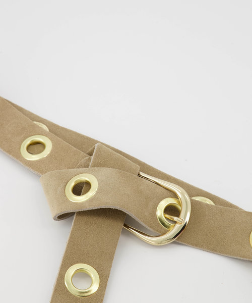 Julie - Suede - Riemen met gesp - Wit - Zand - Goudkleurig