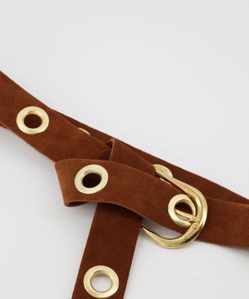 Julie - Suede - Riemen met gesp - Bruin - 37 - Goudkleurig