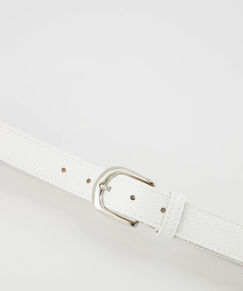 Suus - Classic Grain - Riemen met gesp - Wit  -  - Zilverkleurig