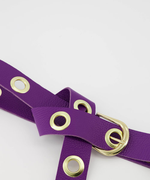 Julie - Classic Grain - Belts with buckles - Purple - 3638 - Gold