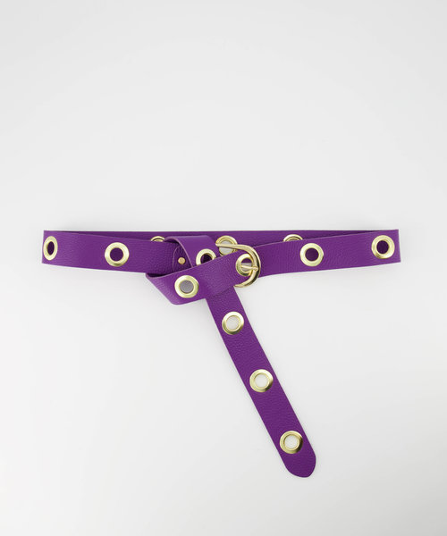 Julie - Classic Grain - Riemen met gesp - Paars - 3638 - Goudkleurig