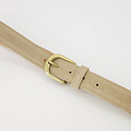 Suus - basic riem 3 cm - Suede - Riemen met gesp - Beige - Zand 04 - Bronskleurig