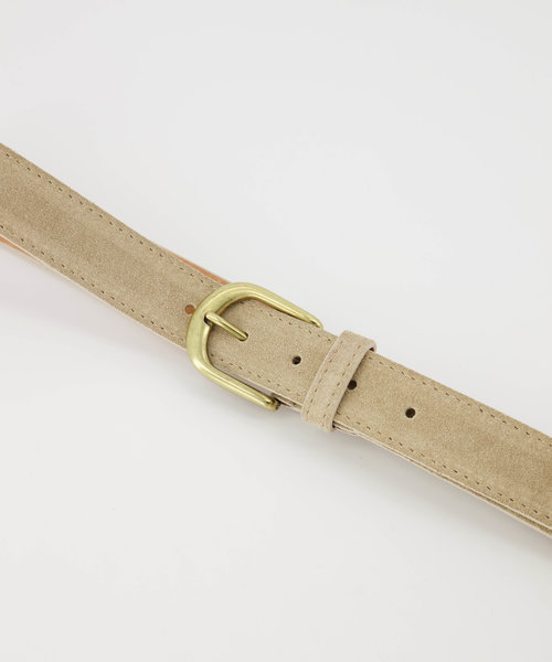 Suus - basic riem 3 cm - Suede - Belts with buckles - Beige - Zand 04 - Bronze