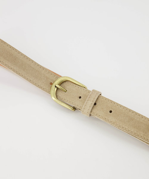 Suus - basic riem 3 cm - Suede - Riemen met gesp - Beige - Zand 04 - Bronskleurig