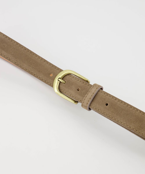 Suus - basic riem 3 cm - Suede - Riemen met gesp - Taupe - 24 - Bronskleurig