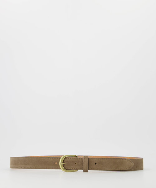 Suus - basic riem 3 cm - Suede - Riemen met gesp - Taupe - 24 - Bronskleurig