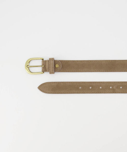 Suus - basic riem 3 cm - Suede - Riemen met gesp - Taupe - 24 - Bronskleurig