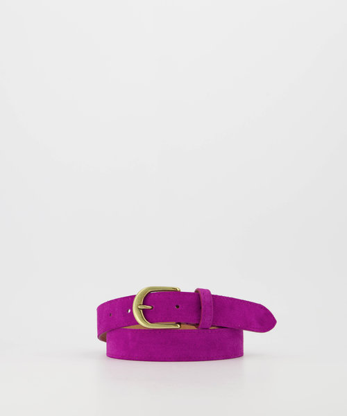 Suus - basic riem 3 cm - Suede - Riemen met gesp - Roze - Fuchsia A609 - Bronskleurig