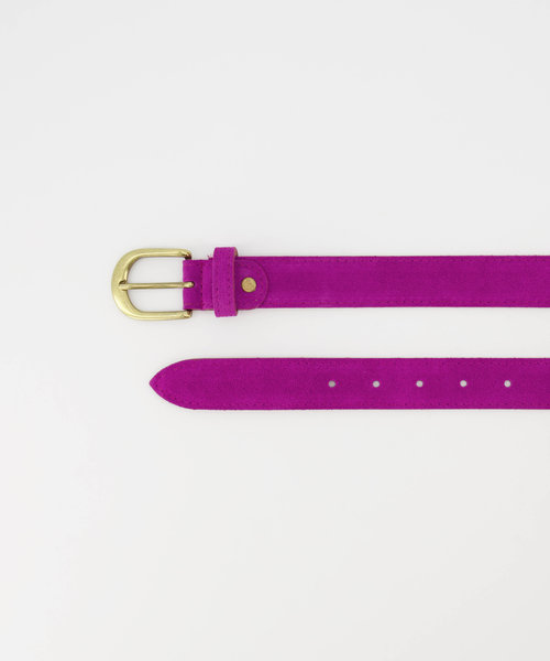 Suus - basic riem 3 cm - Suede - Belts with buckles - Pink - Fuchsia A609 - Bronze