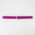 Suus - basic riem 3 cm - Suede - Riemen met gesp - Roze - Fuchsia A609 - Bronskleurig