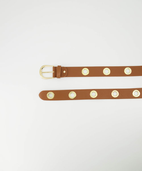 Julie - Classic Grain - Riemen met gesp - Bruin - Cognac - Goudkleurig
