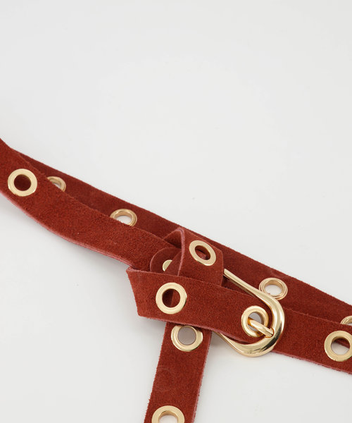 Avery - Suede - Belts with buckles - Red - Roest 61 - Gold