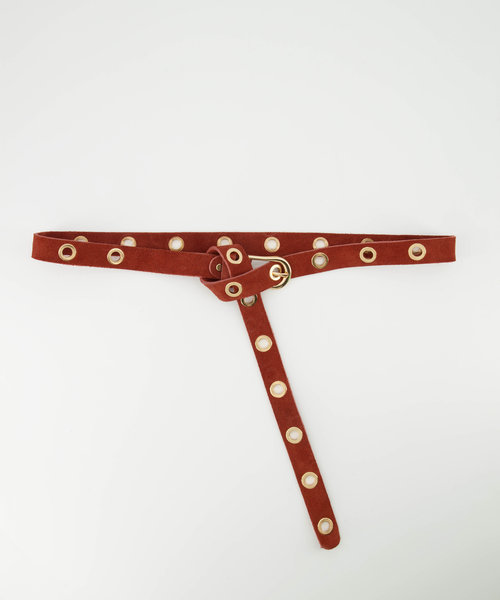 Avery - Suede - Belts with buckles - Red - Roest 61 - Gold