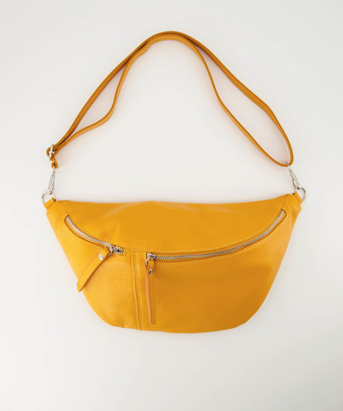 Kora - Classic Grain - Crossbodytassen - Geel - 1045 - Zilverkleurig